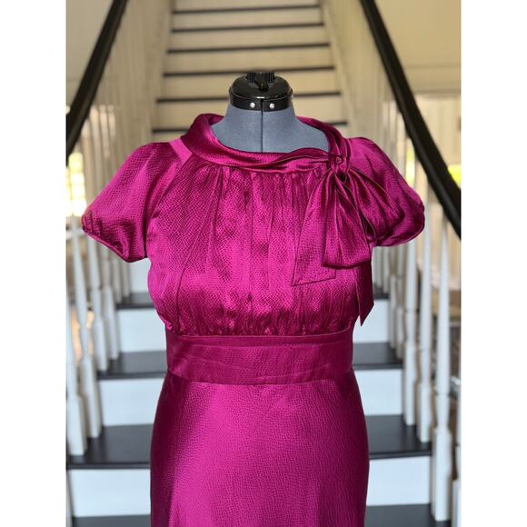 Boutique Retro Silk Raspberry Special Occasion Dress Wedding Guest Derby Party - Picture 7 of 12